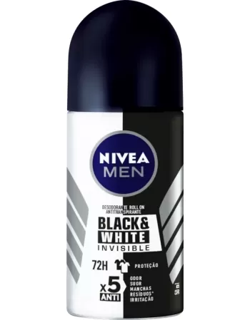 DESODORANTE NIVEA ROLL-ON 050ML MEN BLACK & WHITE INVISIBLE