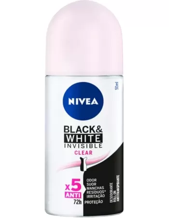 DESODORANTE NIVEA ROLL-ON 050ML FEMININO BLACK & WHITE INVISIBLE CLEAR